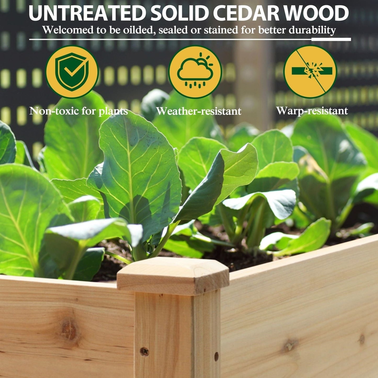 Jardinière surélevée en bois VEIKOUS avec trous de drainage - 46,8'' L x 22,4'' P x 30,3'' H