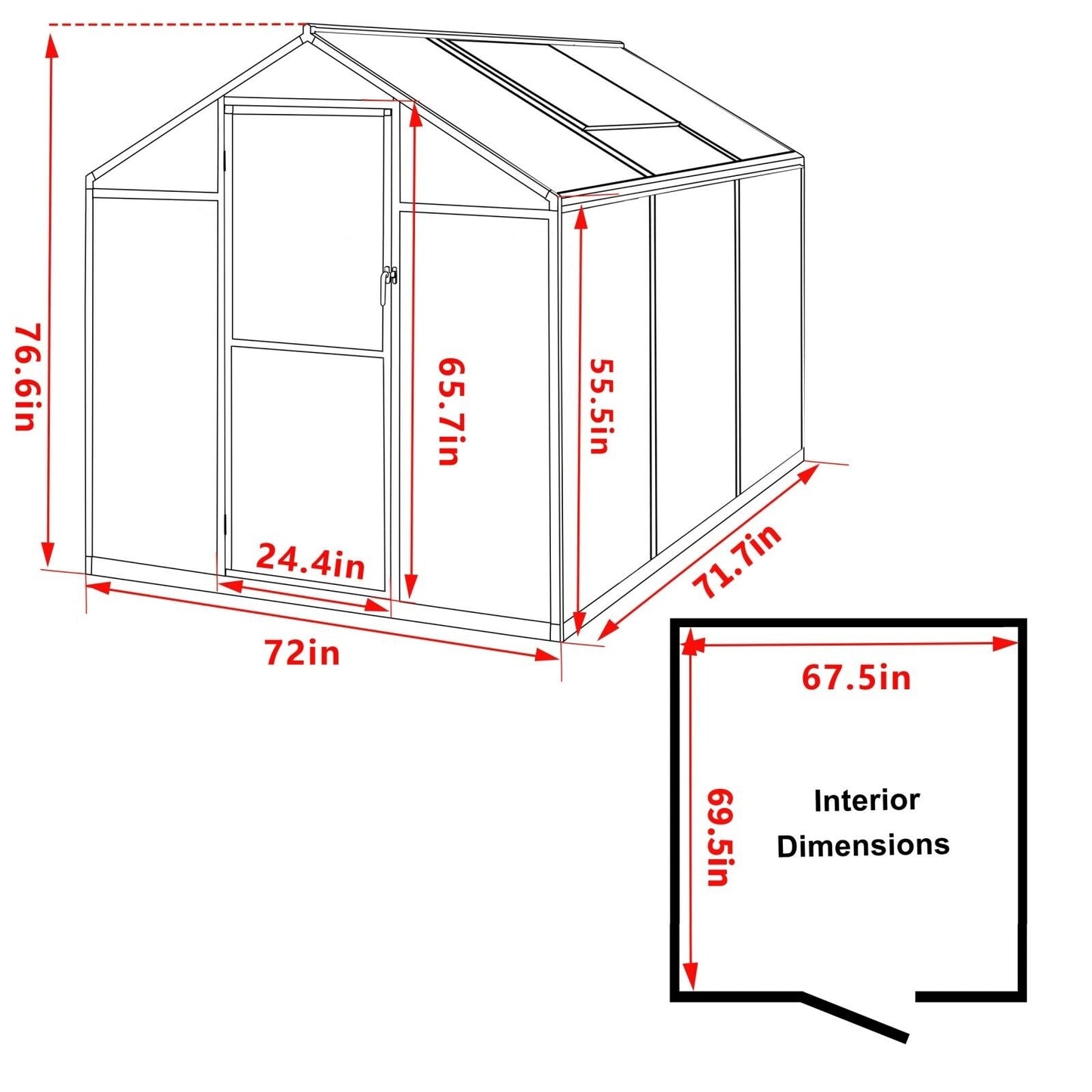 Serre de jardin en aluminium VEIKOUS avec ventilation de toit réglable et porte verrouillable, gris