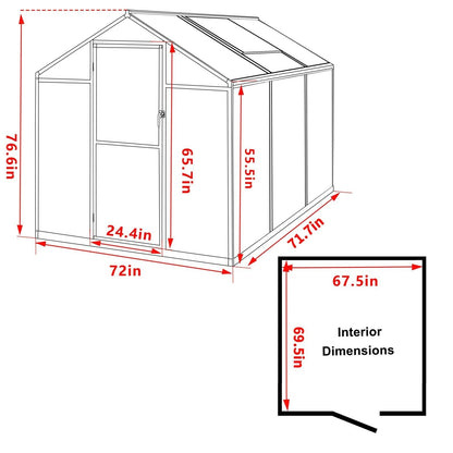 Serre de jardin en aluminium VEIKOUS avec ventilation de toit réglable et porte verrouillable, gris