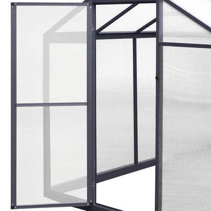 Serre de jardin en aluminium VEIKOUS avec ventilation de toit réglable et porte verrouillable, gris