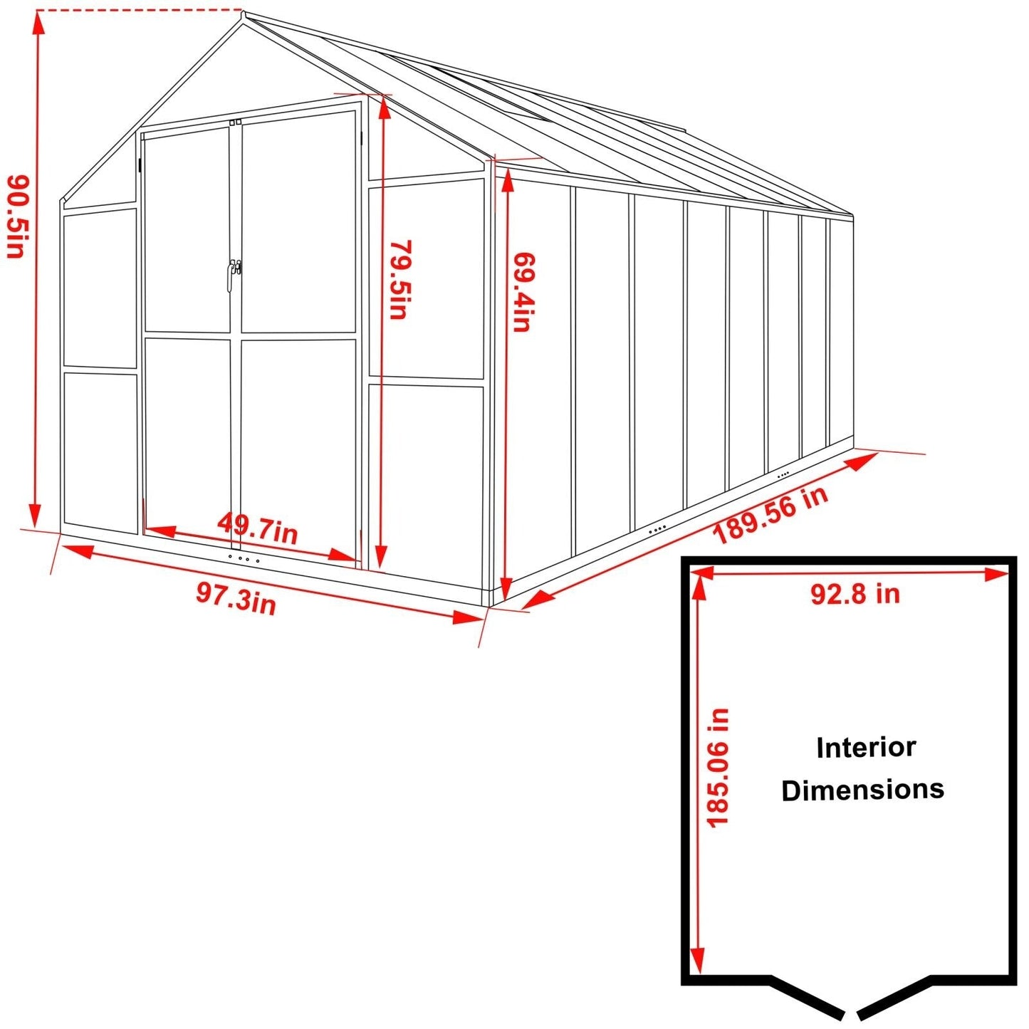 Serre de jardin en aluminium VEIKOUS avec ventilation de toit réglable et porte verrouillable, gris