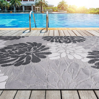 Tapis d'intérieur et d'extérieur à motif floral VILLADECOR, à poils courts et longs, pour terrasse