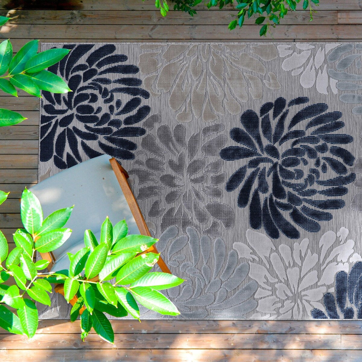 Tapis d'intérieur et d'extérieur à motif floral VILLADECOR, à poils courts et longs, pour terrasse