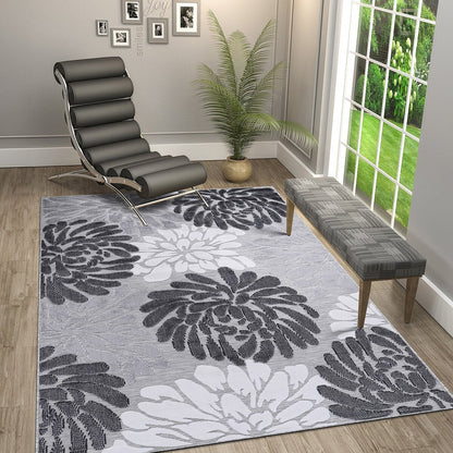 Tapis d'intérieur et d'extérieur à motif floral VILLADECOR, à poils courts et longs, pour terrasse