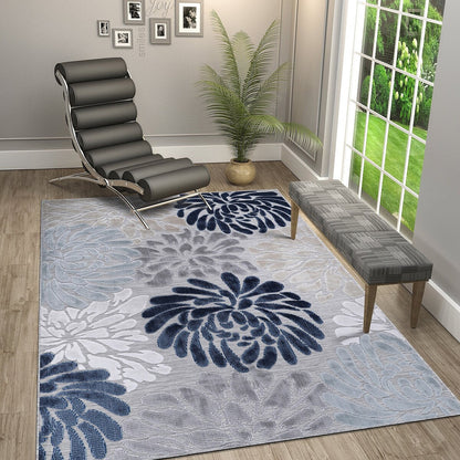 Tapis d'intérieur et d'extérieur à motif floral VILLADECOR, à poils courts et longs, pour terrasse