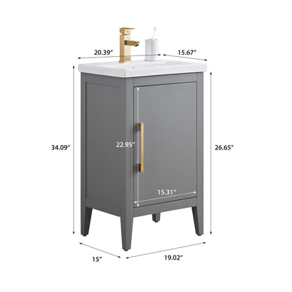Meuble-lavabo simple Vanity Art 20, 24 ou 30 avec dessus en céramique