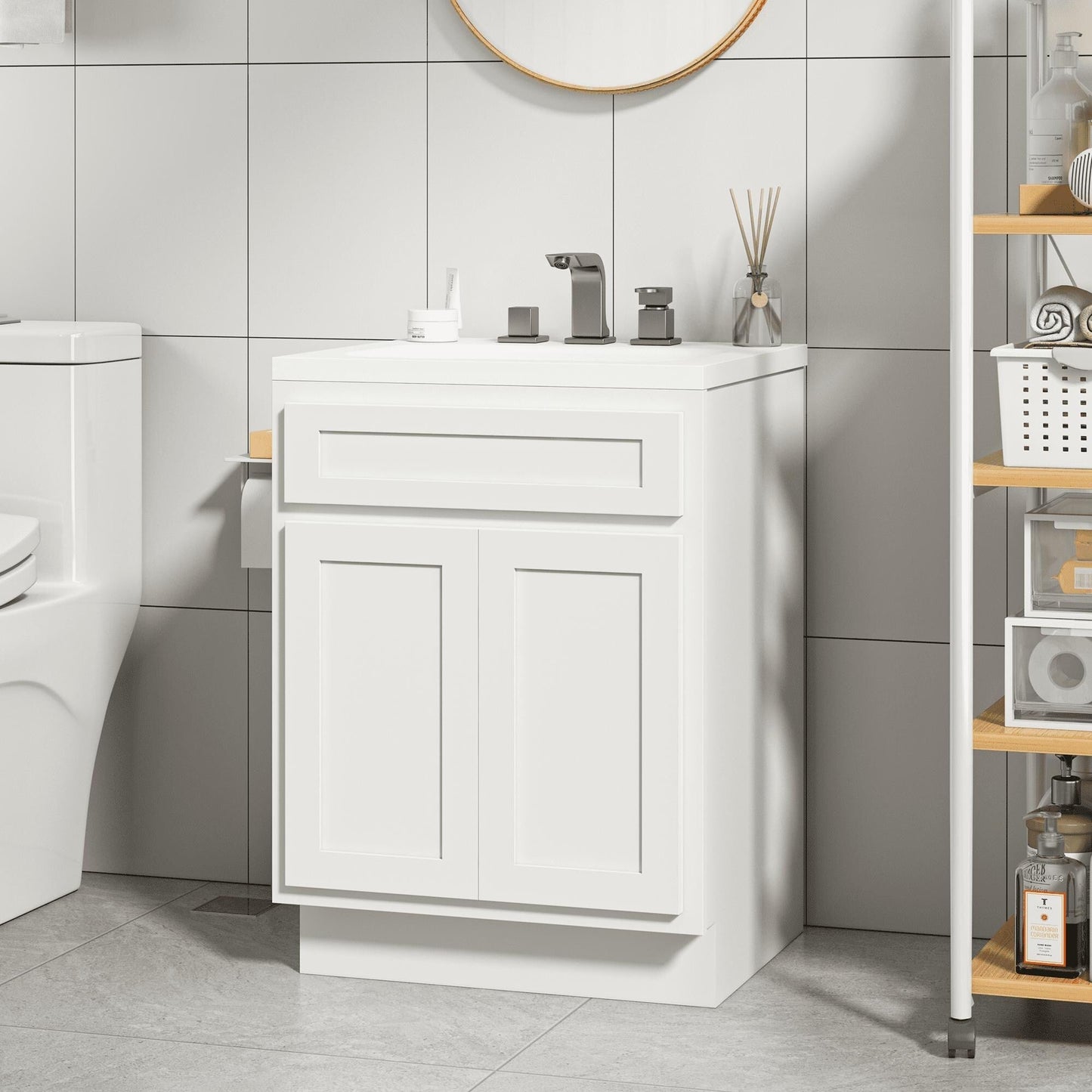 Meuble-lavabo simple en bois massif de 24 pouces de Vanity Art