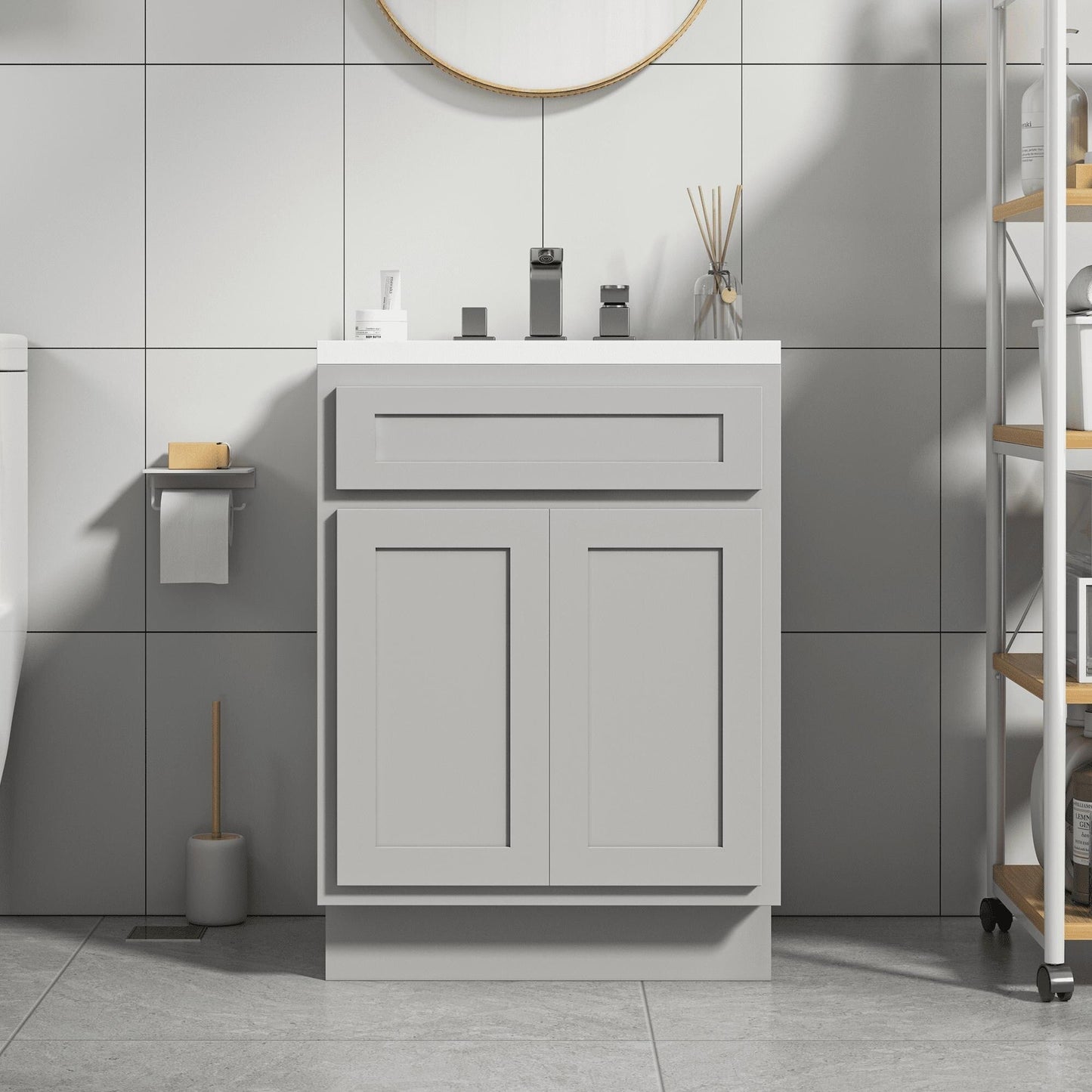 Meuble-lavabo simple en bois massif de 24 pouces de Vanity Art