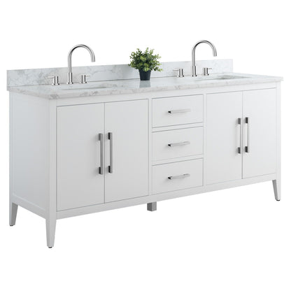 Meuble-lavabo double vasque Vanity Art 72 avec plateau en marbre reconstitué