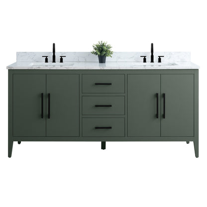 Meuble-lavabo double vasque Vanity Art 72 avec plateau en marbre reconstitué