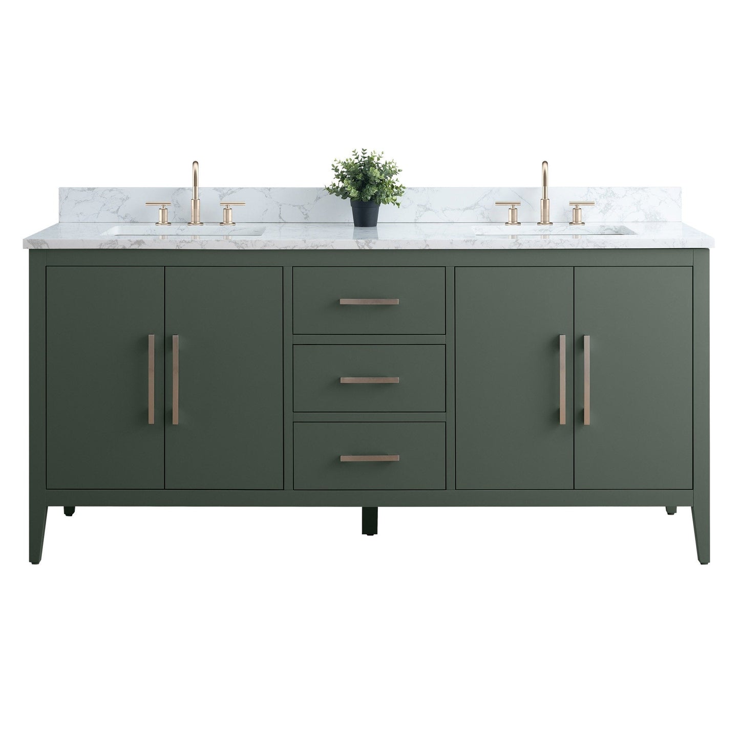 Meuble-lavabo double vasque Vanity Art 72 avec plateau en marbre reconstitué