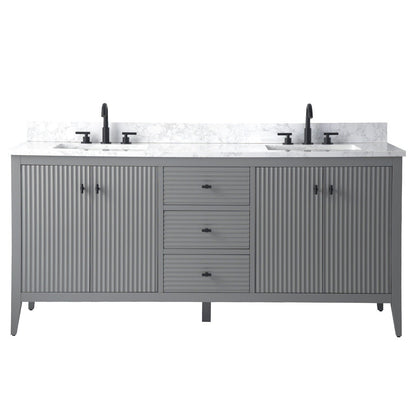 Meuble-lavabo double vasque Vanity Art 72 avec plateau en marbre reconstitué