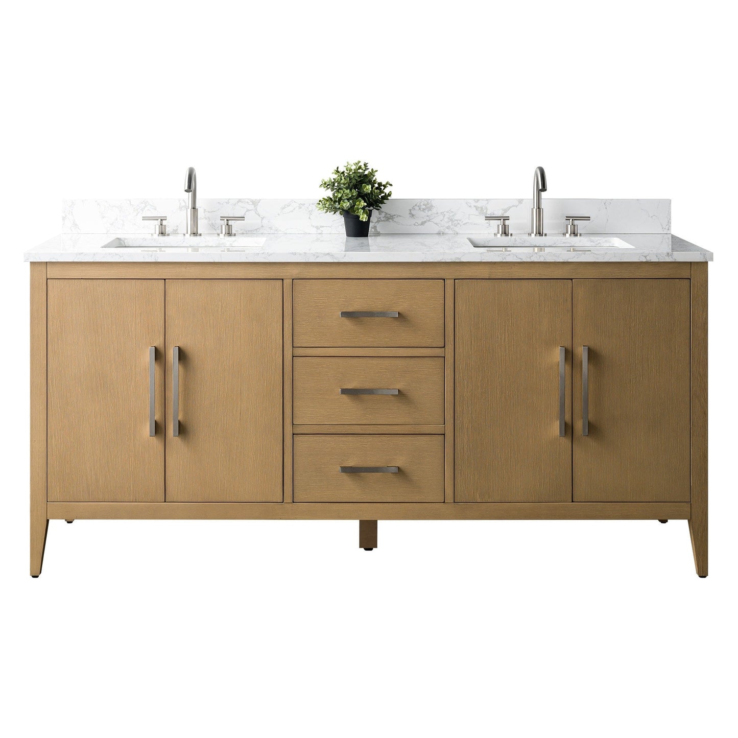 Meuble-lavabo double vasque Vanity Art 72 avec plateau en marbre reconstitué
