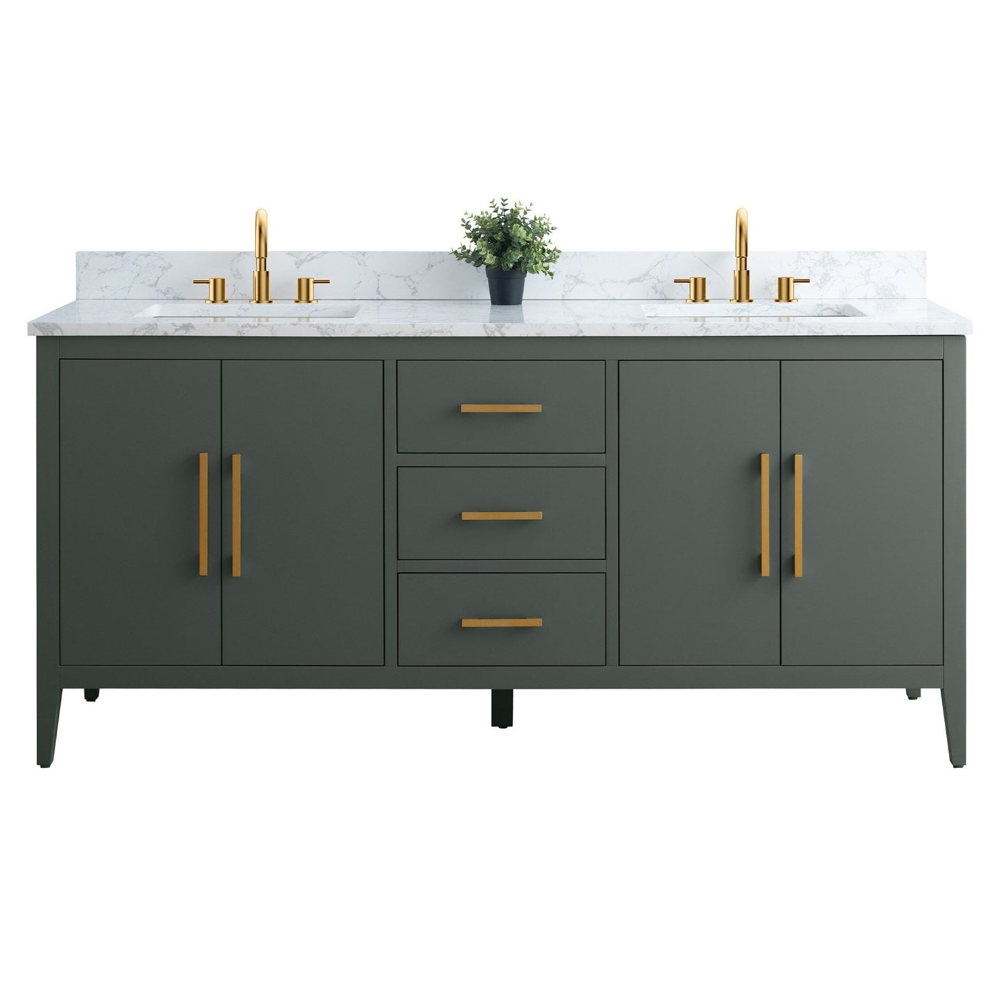 Meuble-lavabo double vasque Vanity Art 72 avec plateau en marbre reconstitué