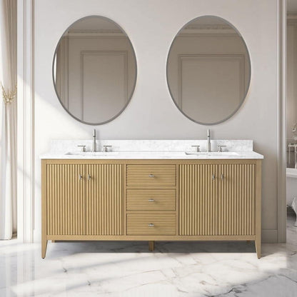 Meuble-lavabo double vasque Vanity Art 72 avec plateau en marbre reconstitué