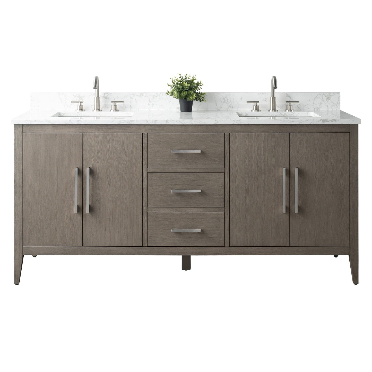 Meuble-lavabo double vasque Vanity Art 72 avec plateau en marbre reconstitué