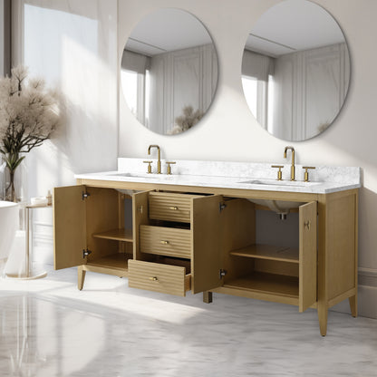 Meuble-lavabo double vasque Vanity Art 72 avec plateau en marbre reconstitué