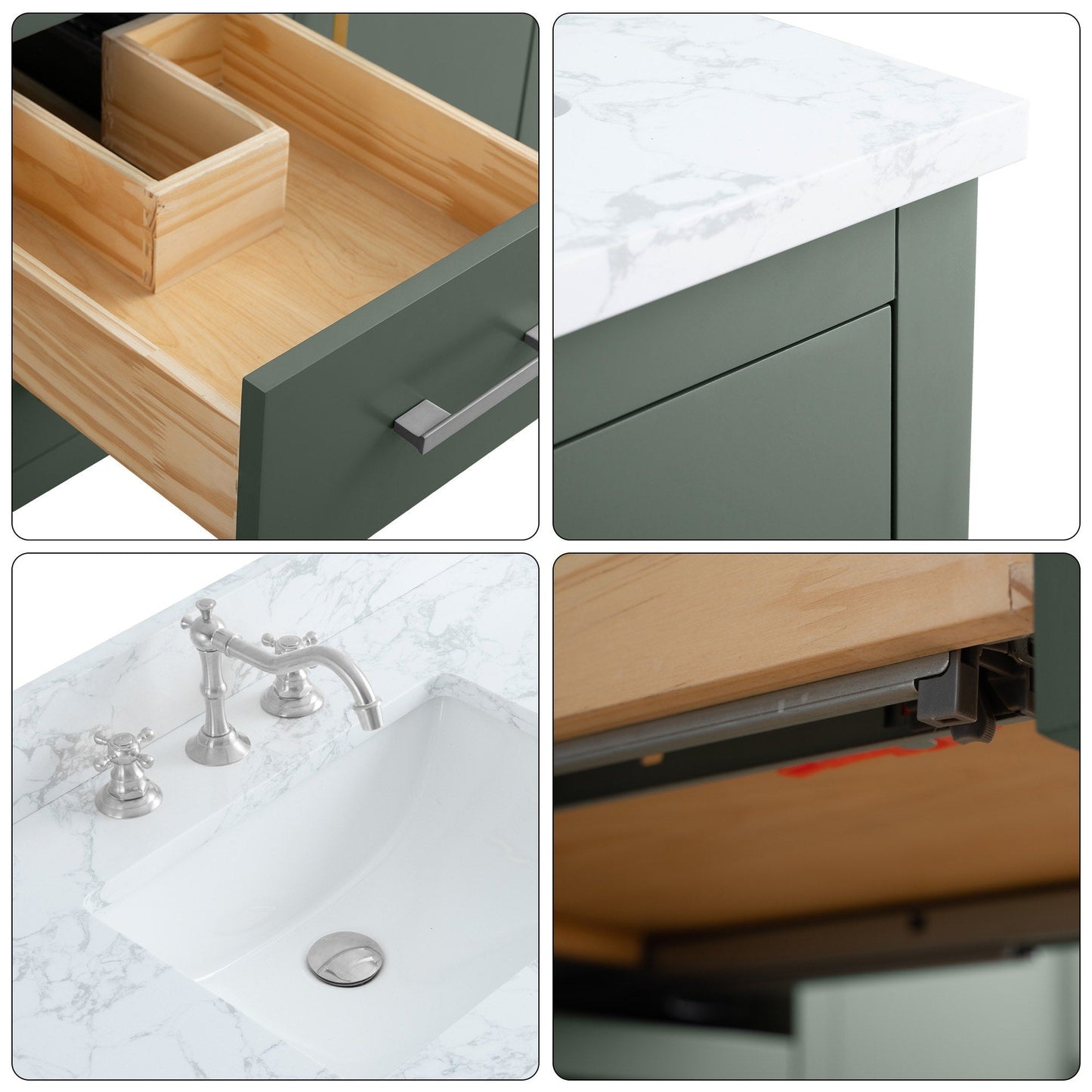 Meuble-lavabo double vasque Vanity Art 72 avec plateau en marbre reconstitué
