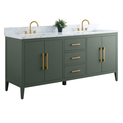 Meuble-lavabo double vasque Vanity Art 72 avec plateau en marbre reconstitué