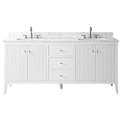 Meuble-lavabo double vasque Vanity Art 72 avec plateau en marbre reconstitué