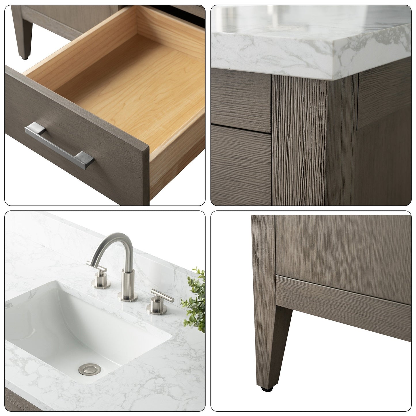Meuble-lavabo double vasque Vanity Art 72 avec plateau en marbre reconstitué