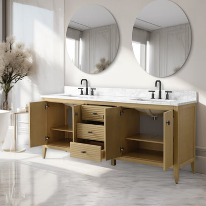 Meuble-lavabo double vasque Vanity Art 72 avec plateau en marbre reconstitué