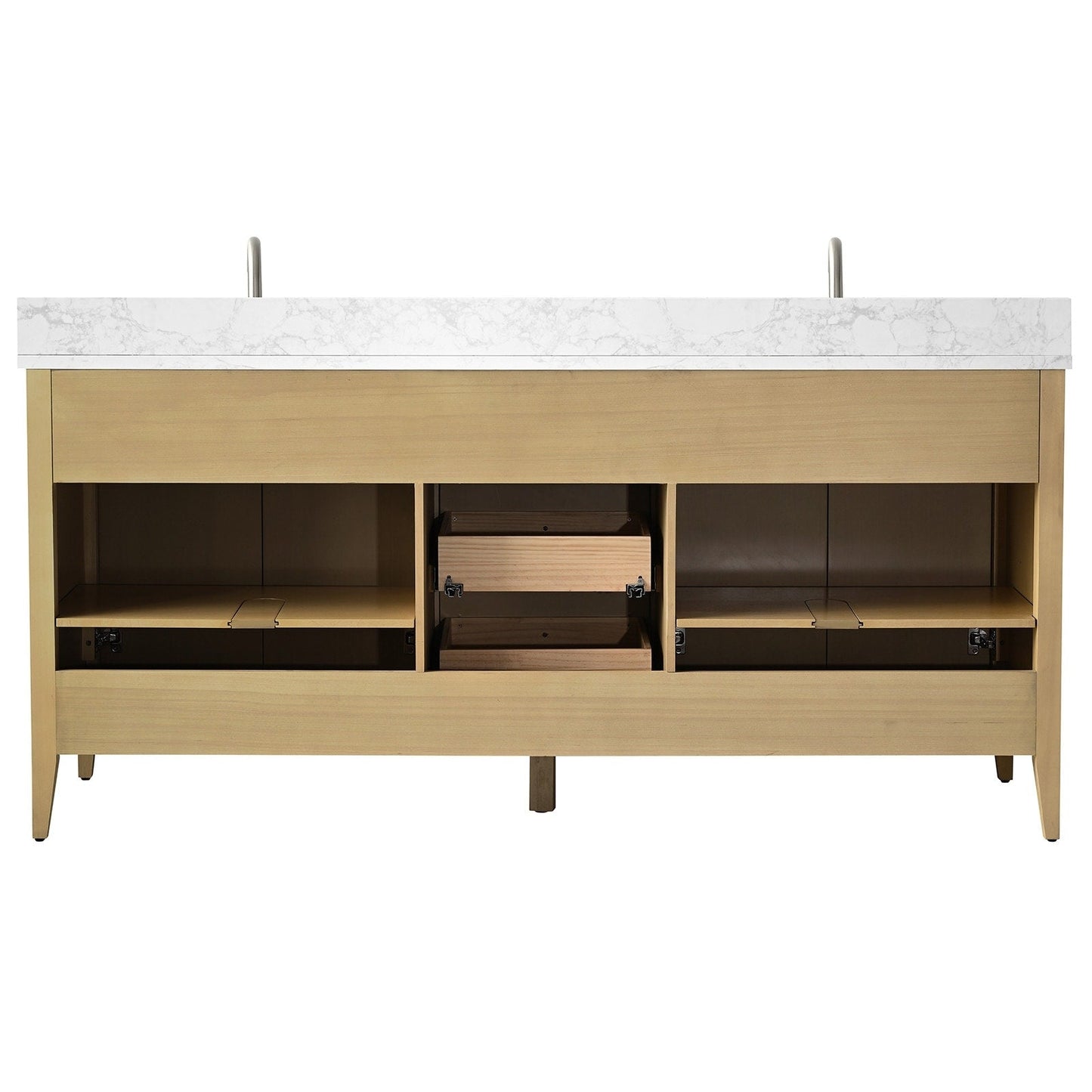 Meuble-lavabo double vasque Vanity Art 72 avec plateau en marbre reconstitué