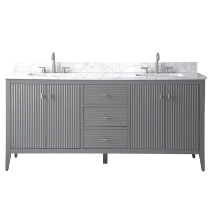Meuble-lavabo double vasque Vanity Art 72 avec plateau en marbre reconstitué
