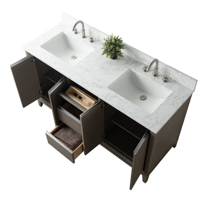 Meuble-lavabo de salle de bain Vanity Art avec lavabo en céramique et plateau en marbre reconstitué