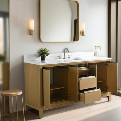Meuble-lavabo de salle de bain Vanity Art avec lavabo en céramique et plateau en marbre reconstitué