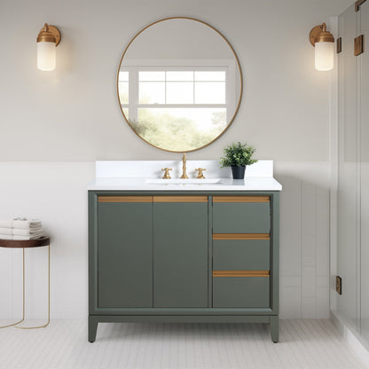 Meuble-lavabo de salle de bain Vanity Art avec lavabo en céramique et plateau en marbre reconstitué