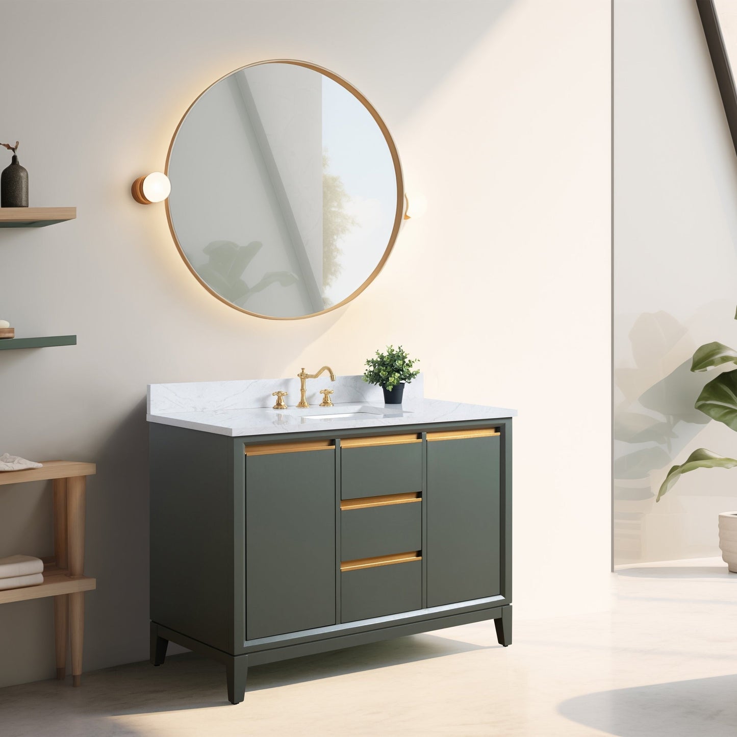 Meuble-lavabo de salle de bain Vanity Art avec lavabo en céramique et plateau en marbre reconstitué
