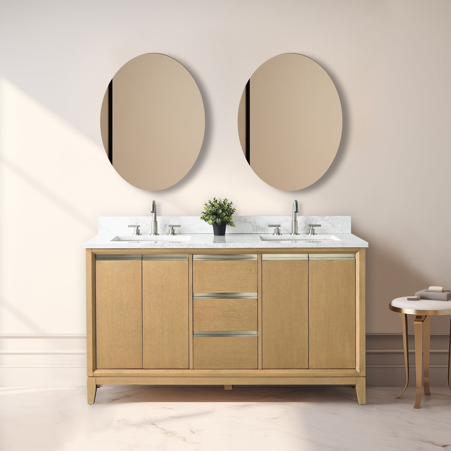 Meuble-lavabo de salle de bain Vanity Art avec lavabo en céramique et plateau en marbre reconstitué