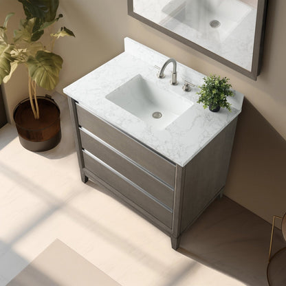 Meuble-lavabo de salle de bain Vanity Art avec lavabo en céramique et plateau en marbre reconstitué