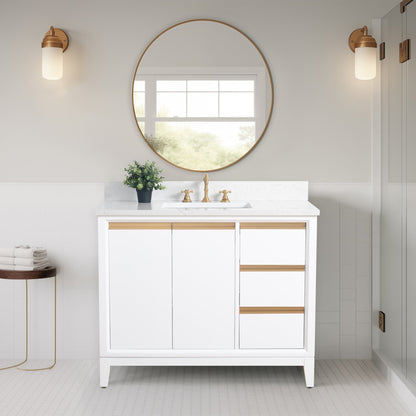 Meuble-lavabo de salle de bain Vanity Art avec lavabo en céramique et plateau en marbre reconstitué