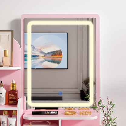 Ensemble de coiffeuse avec miroir et lampe, coiffeuse de maquillage avec tabouret