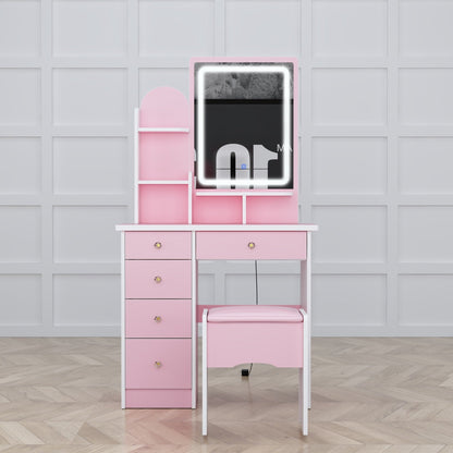 Ensemble de coiffeuse avec miroir et lampe, coiffeuse de maquillage avec tabouret