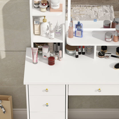 Ensemble de coiffeuse avec miroir et lampe, coiffeuse de maquillage avec tabouret