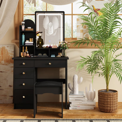 Ensemble de coiffeuse avec miroir et lampe, coiffeuse de maquillage avec tabouret