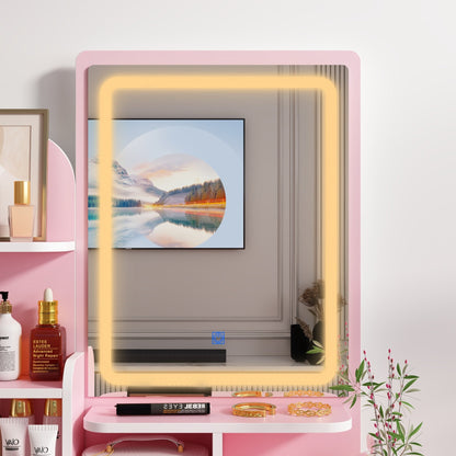 Ensemble de coiffeuse avec miroir et lampe, coiffeuse de maquillage avec tabouret