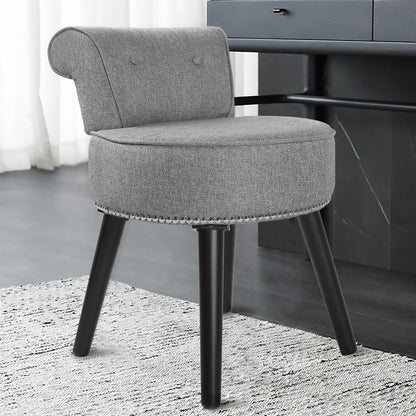 Tabouret de maquillage VEIKOUS avec dossier bas et pieds en bois - 17,3 x 15,7 x 25,1