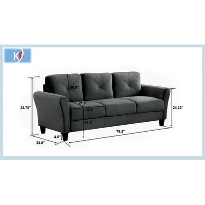 Velvet 3-Seater Sectional Sofa with Memory Foam Cushions