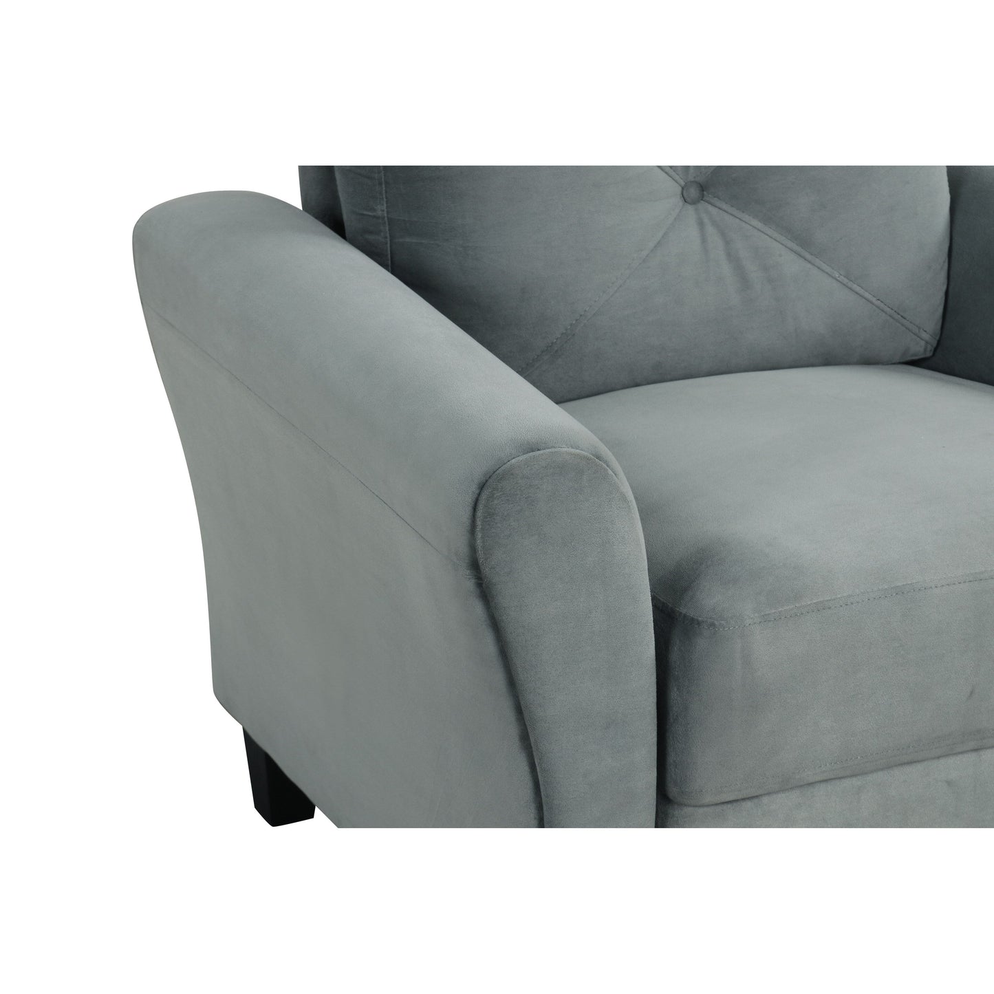 Velvet 3-Seater Sectional Sofa with Memory Foam Cushions