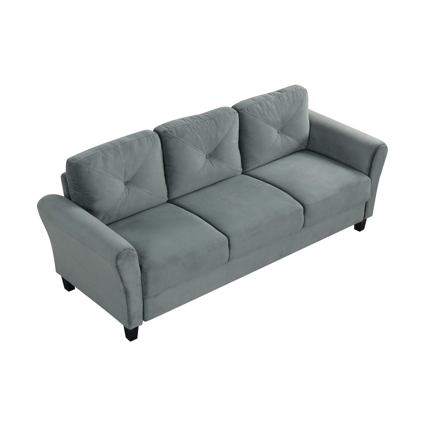 Velvet 3-Seater Sectional Sofa with Memory Foam Cushions