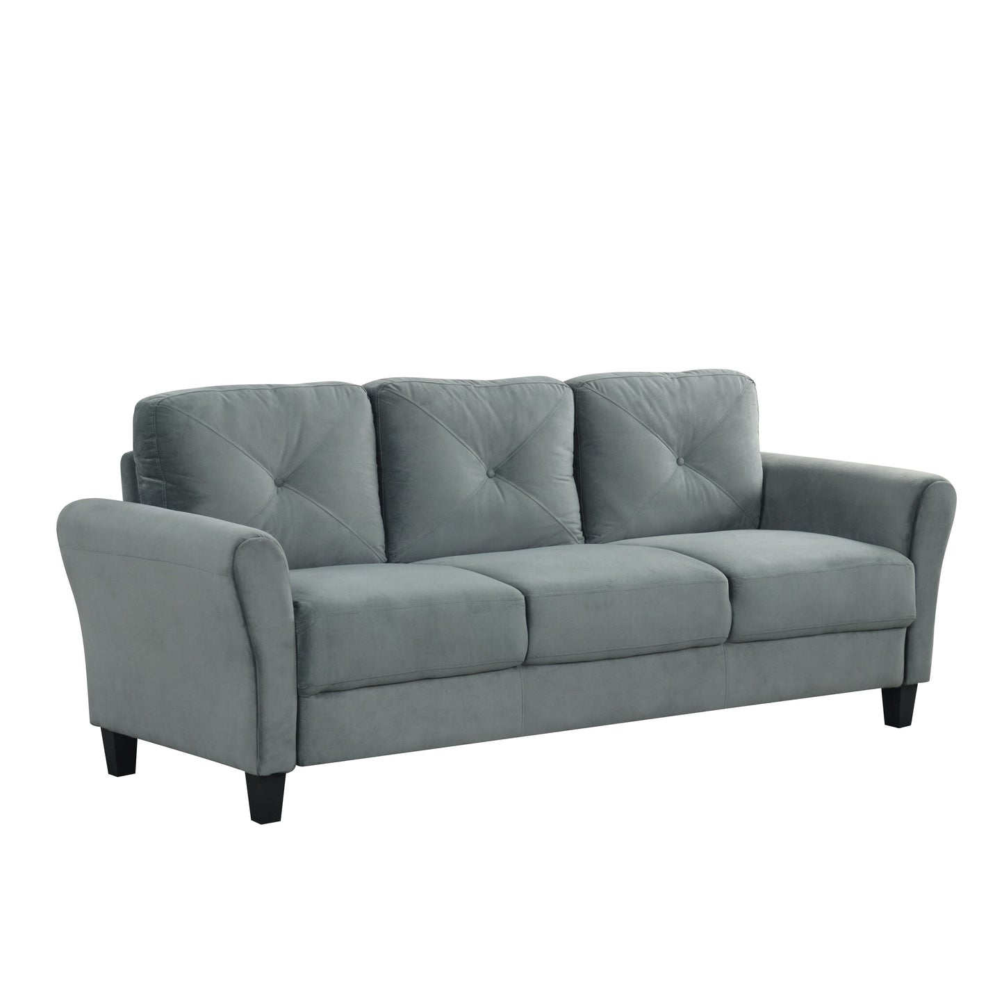Velvet 3-Seater Sectional Sofa with Memory Foam Cushions