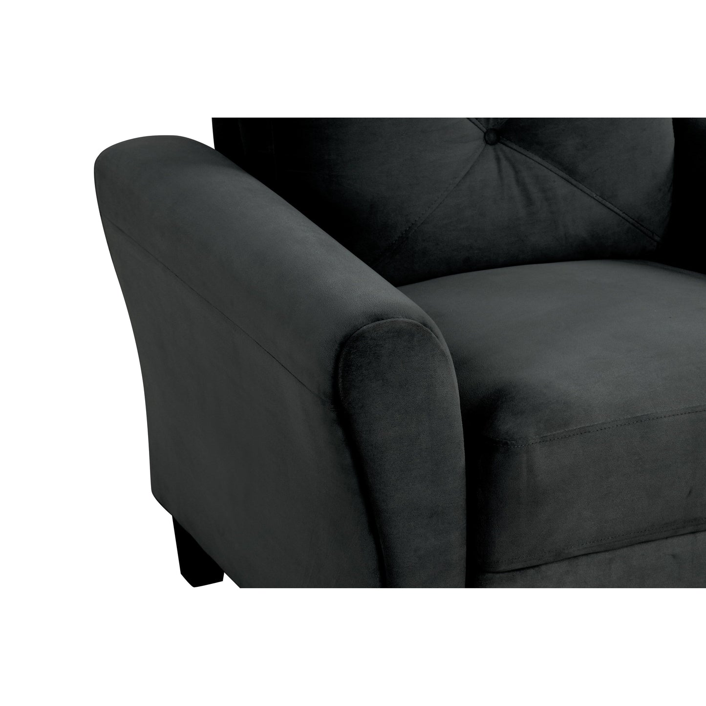 Velvet 3-Seater Sectional Sofa with Memory Foam Cushions
