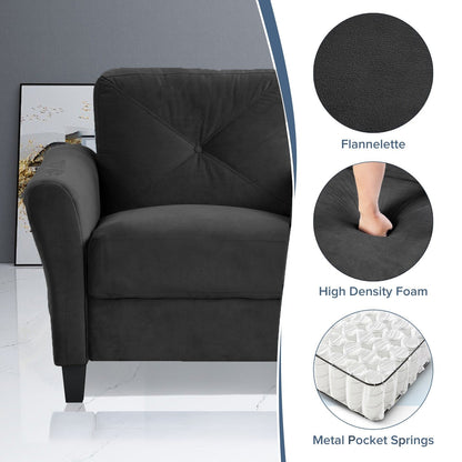 Velvet 3-Seater Sectional Sofa with Memory Foam Cushions