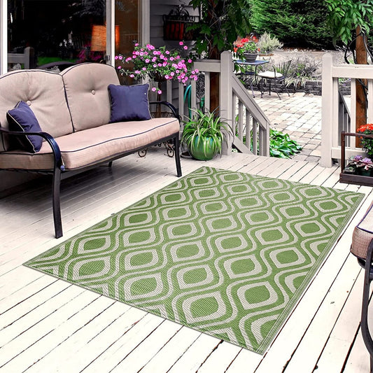 Tapis de sol d'extérieur léger et réversible en plastique recyclé Venice