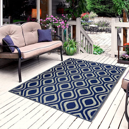 Tapis de sol d'extérieur léger et réversible en plastique recyclé Venice