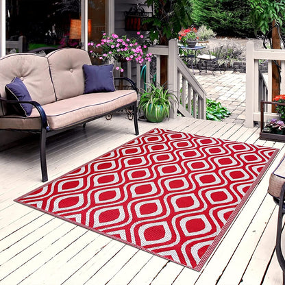 Tapis de sol d'extérieur léger et réversible en plastique recyclé Venice